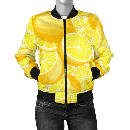 Lemon Pattern Women'S Bomber Jacket