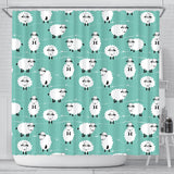Cute Sheep Green Background Shower Curtain Fulfilled In US