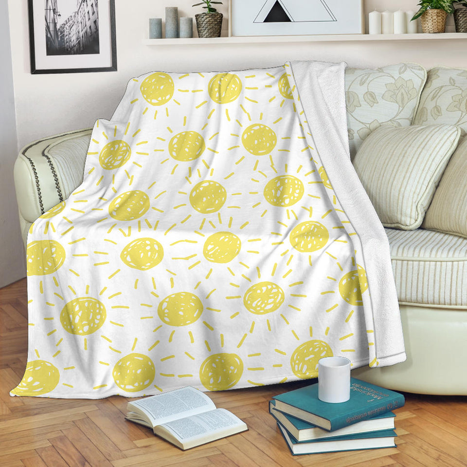 Hand Drawn Sun Pattern Premium Blanket