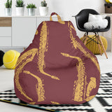Hand Drawn Gold Saxophone Red Background  Bean Bag Cover