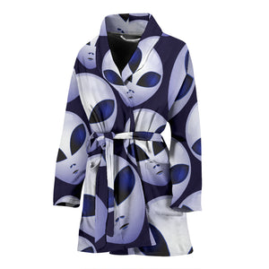 Alien Pattern Print Design 01 Women's Bathrobe