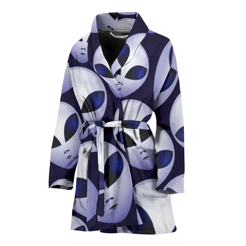 Alien Pattern Print Design 01 Women's Bathrobe