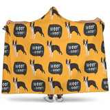 Boston Terrier Design Pattern Hooded Blanket