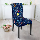 Music Notes Pattern Print Design 03 Dining Chair Slipcover