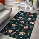 Cute Sloths Sleeping Christmas Ball Santa Hat Pattern Area Rug