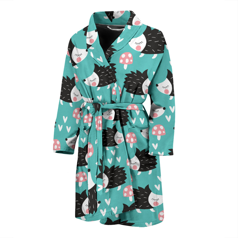 Hedgehog Pattern Print Design 03 Men's Bathrobe