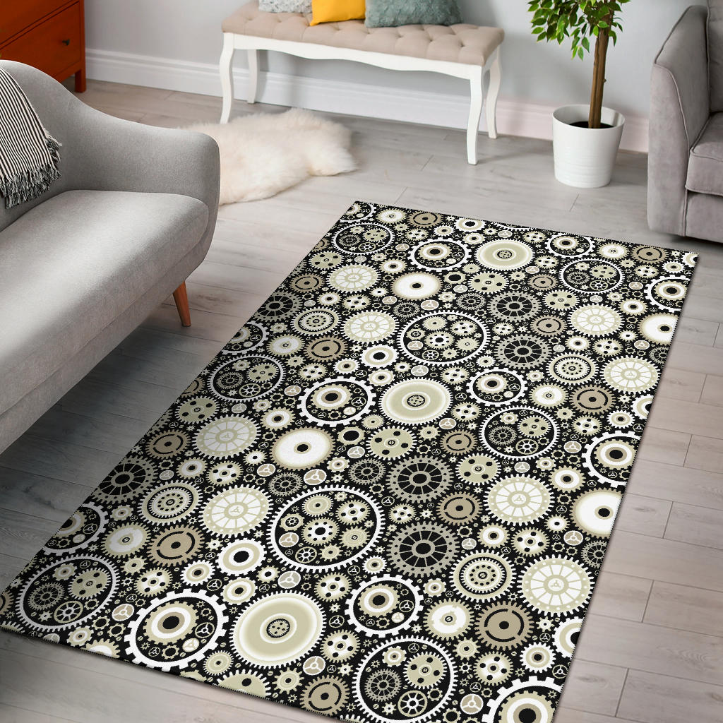 Gear Pattern Print Design 02 Area Rug