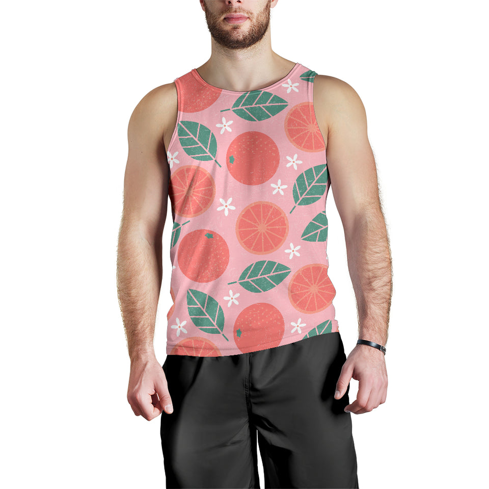 Grapefruit leaves flower pink background Men Tank Top