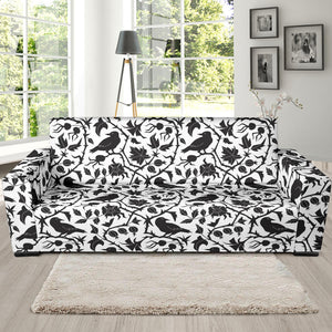 Crow Dark Floral Pattern Sofa Slipcover