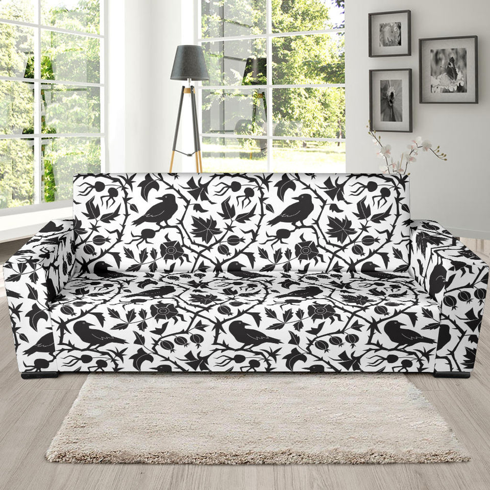 Crow Dark Floral Pattern Sofa Slipcover