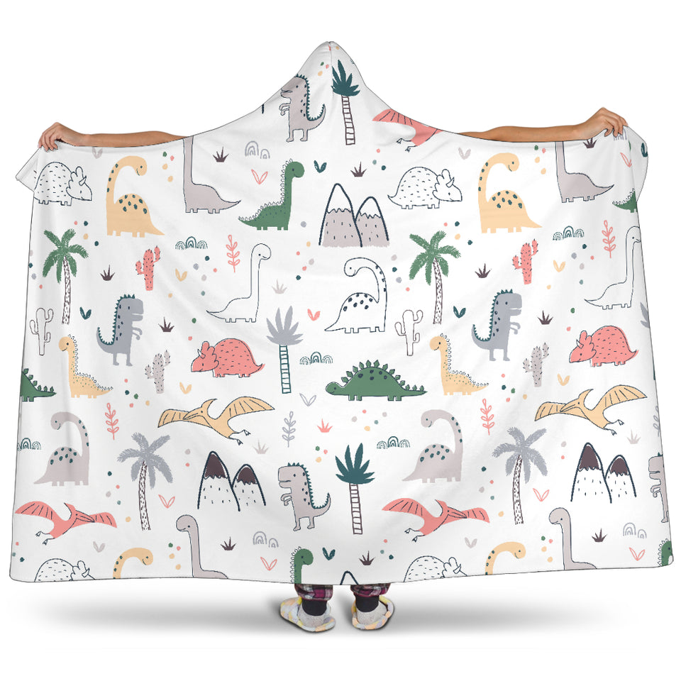 Cute Cartoon Dinosaurs Tree Pattern Hooded Blanket