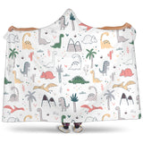 Cute Cartoon Dinosaurs Tree Pattern Hooded Blanket