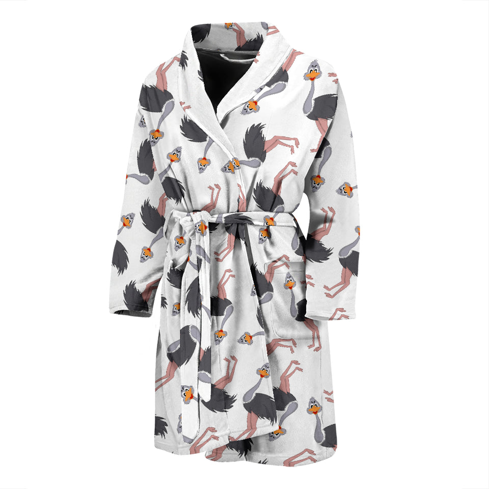 Ostrich Pattern Print Design 02 Men's Bathrobe