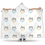 Cute Siberian Husky Pattern Hooded Blanket