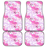 Pink Flamingo Flower Pattern Front And Back Car Mats