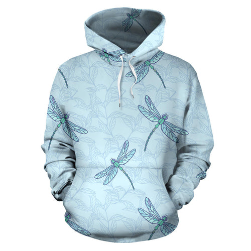 Dragonfly Pattern Blue Background Men Women Pullover Hoodie