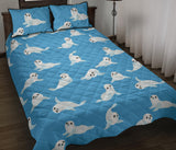 Cute sea lion seal pattern background Quilt Bed Set