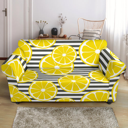 Slice Of Lemon Design Pattern Loveseat Couch Slipcover