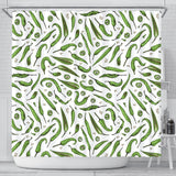 Hand Drawn Sketch Style Green Chili Peppers Pattern Shower Curtain Fulfilled In US