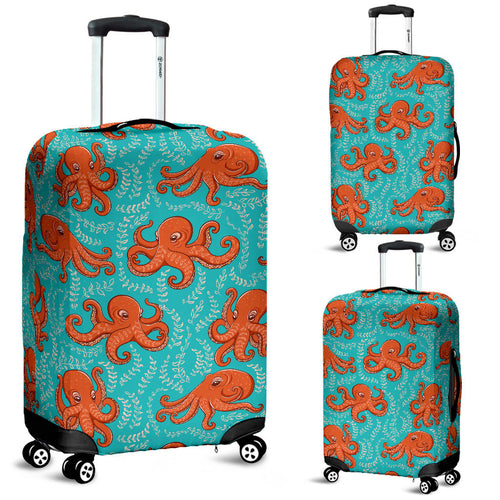 Octopus Turquoise Background Luggage Covers