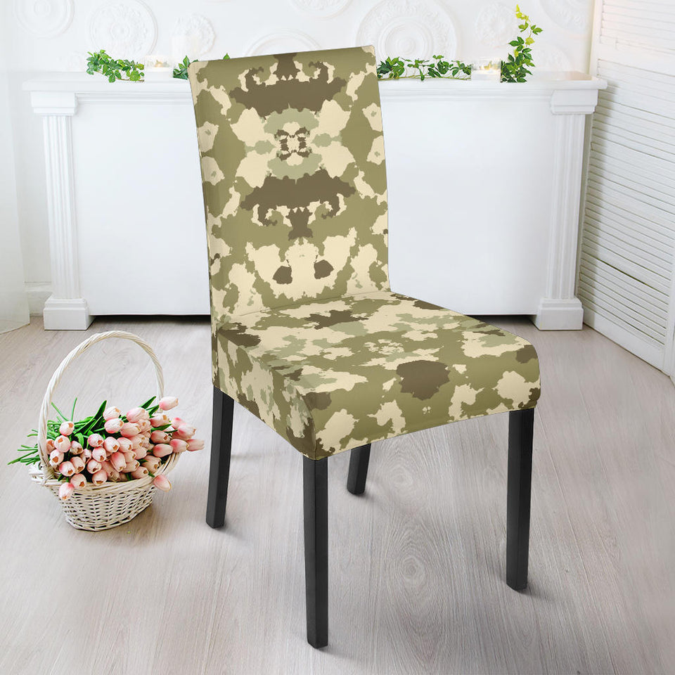 Light Green Camo Camouflage Pattern Dining Chair Slipcover