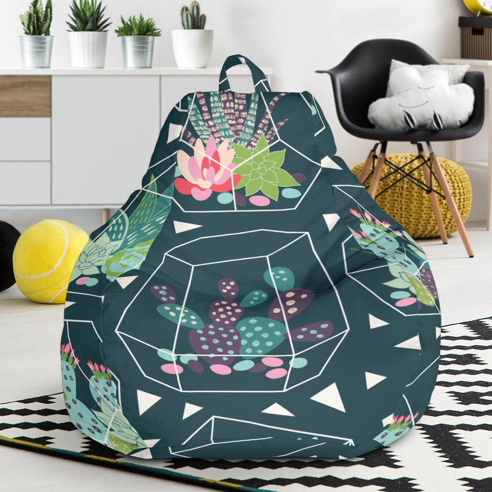 Cactus Glass Terrarium Pattern Bean Bag Cover