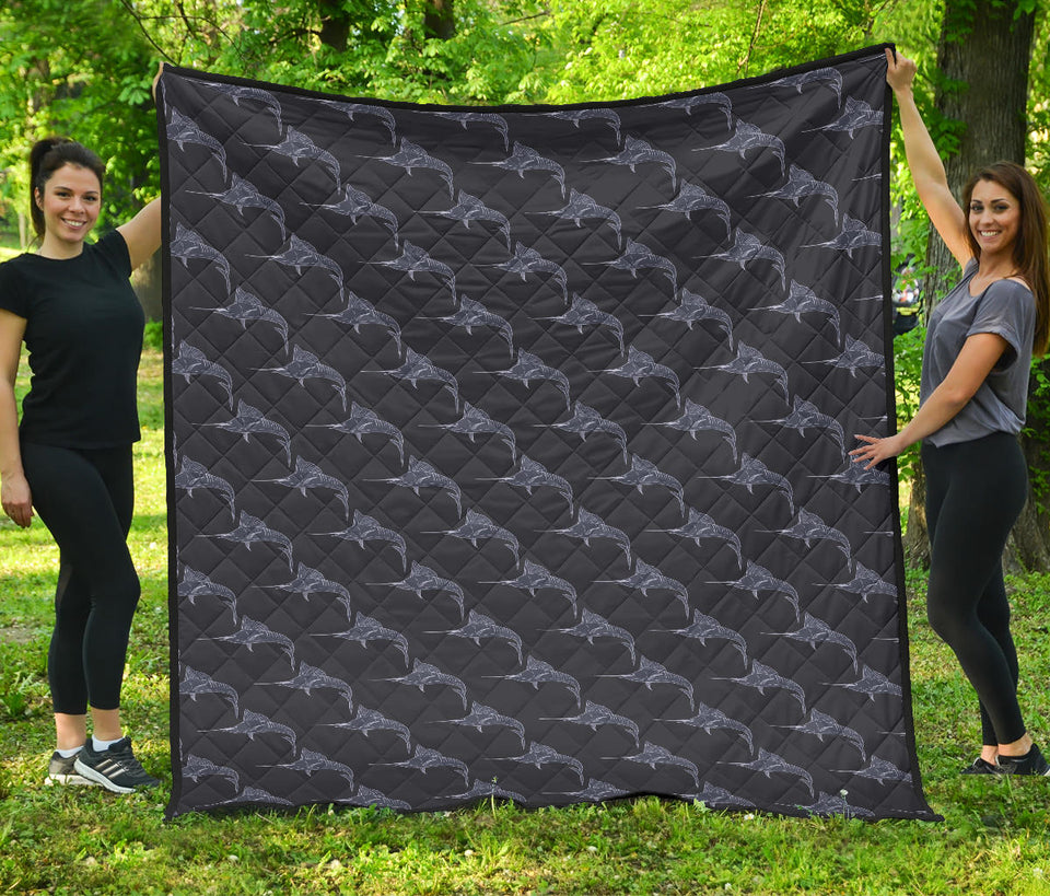 Swordfish Pattern Print Design 03 Premium Quilt