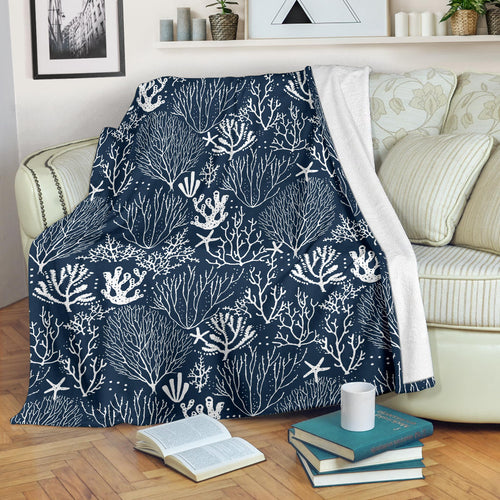 Coral Reef Pattern Print Design 05 Premium Blanket