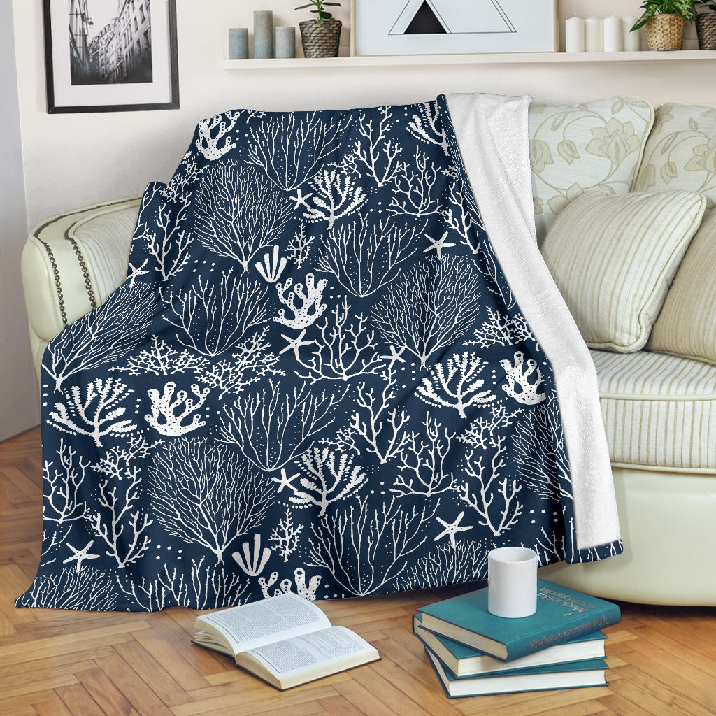 Coral Reef Pattern Print Design 05 Premium Blanket