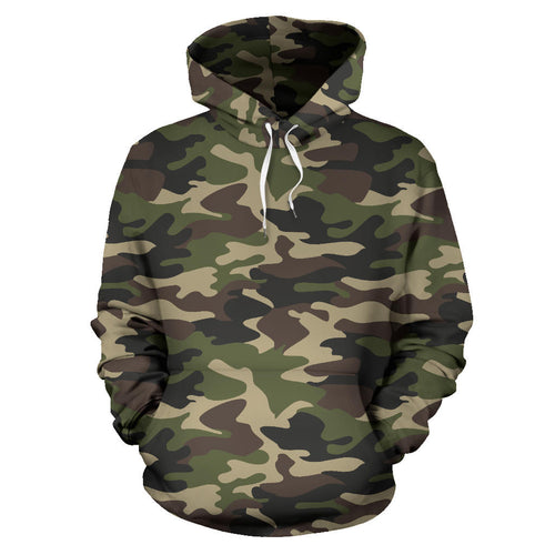 Dark Green Camo Camouflage Pattern Men Women Pullover Hoodie