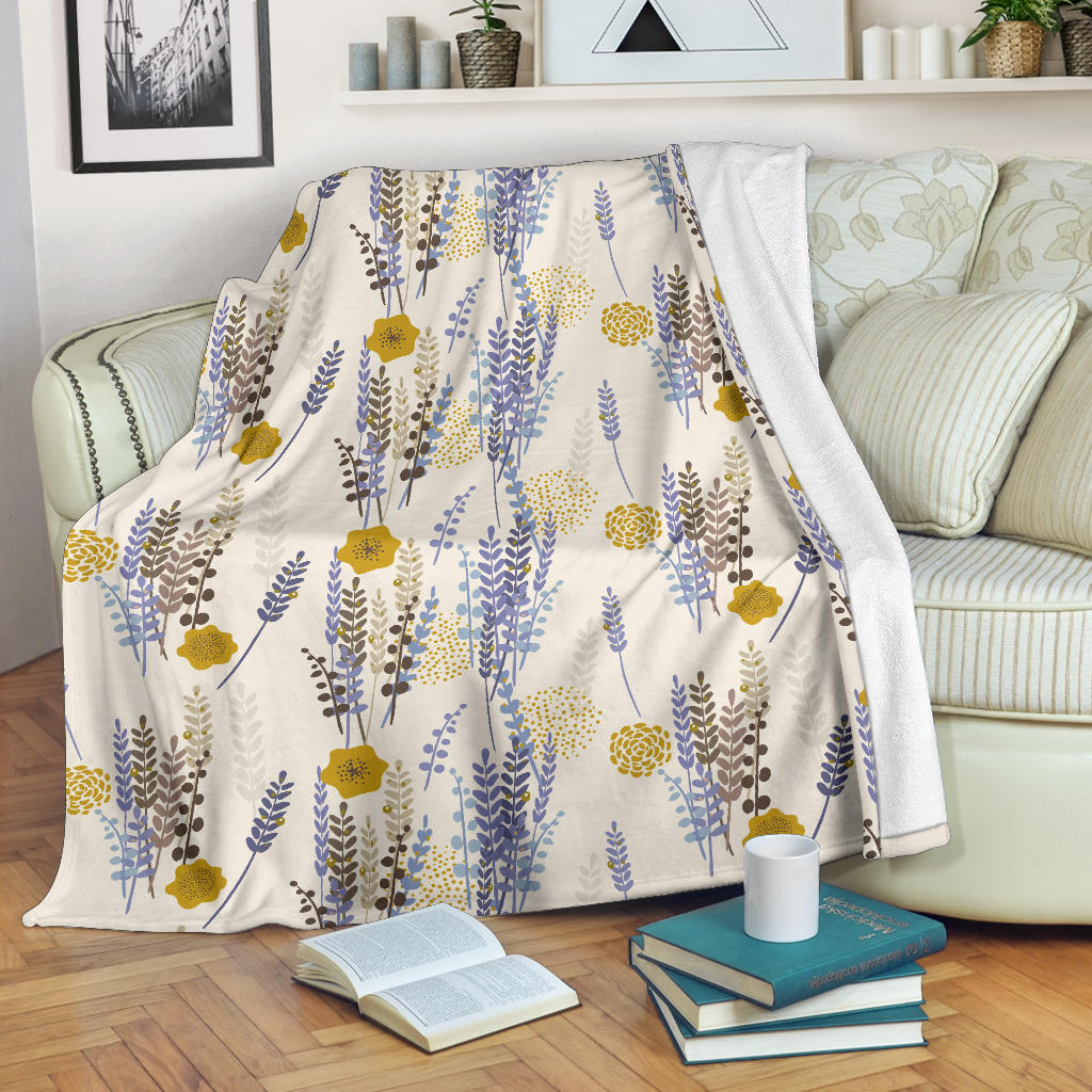 Lavender Modern Pattern Blackground Premium Blanket