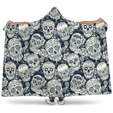 Sugar Skull Black White Pattern Hooded Blanket
