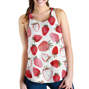 watercolor hand drawn beautiful strawberry pattern Women Racerback Tank Top
