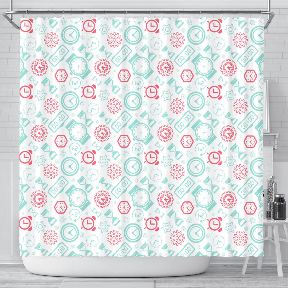 Clock Time Pattern Blackground Shower Curtain Fulfilled In US