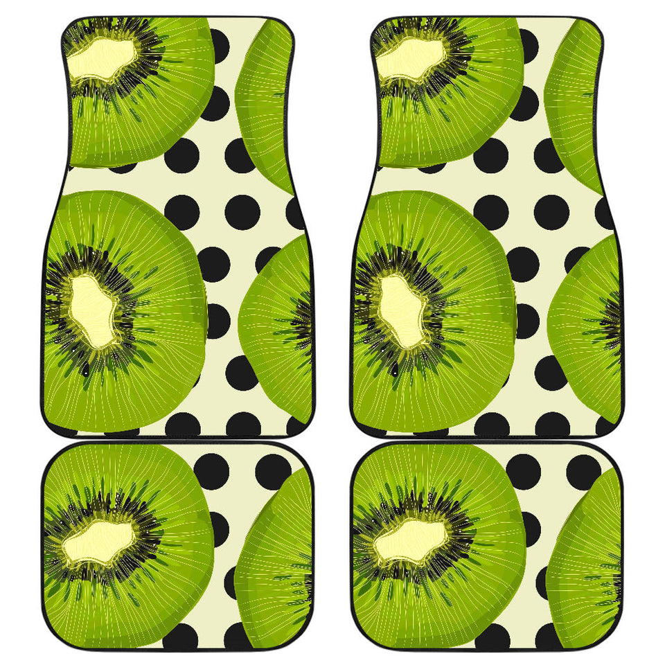Kiwi Black Dot Background Front And Back Car Mats