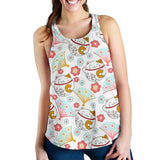 Maneki Neko Lucky Cat fan sakura Women Racerback Tank Top