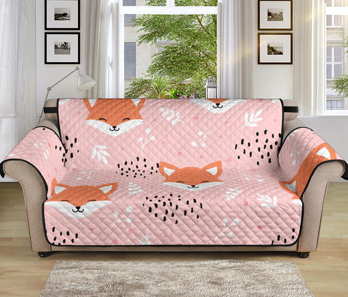 Cute fox pattern pink background Sofa Cover Protector