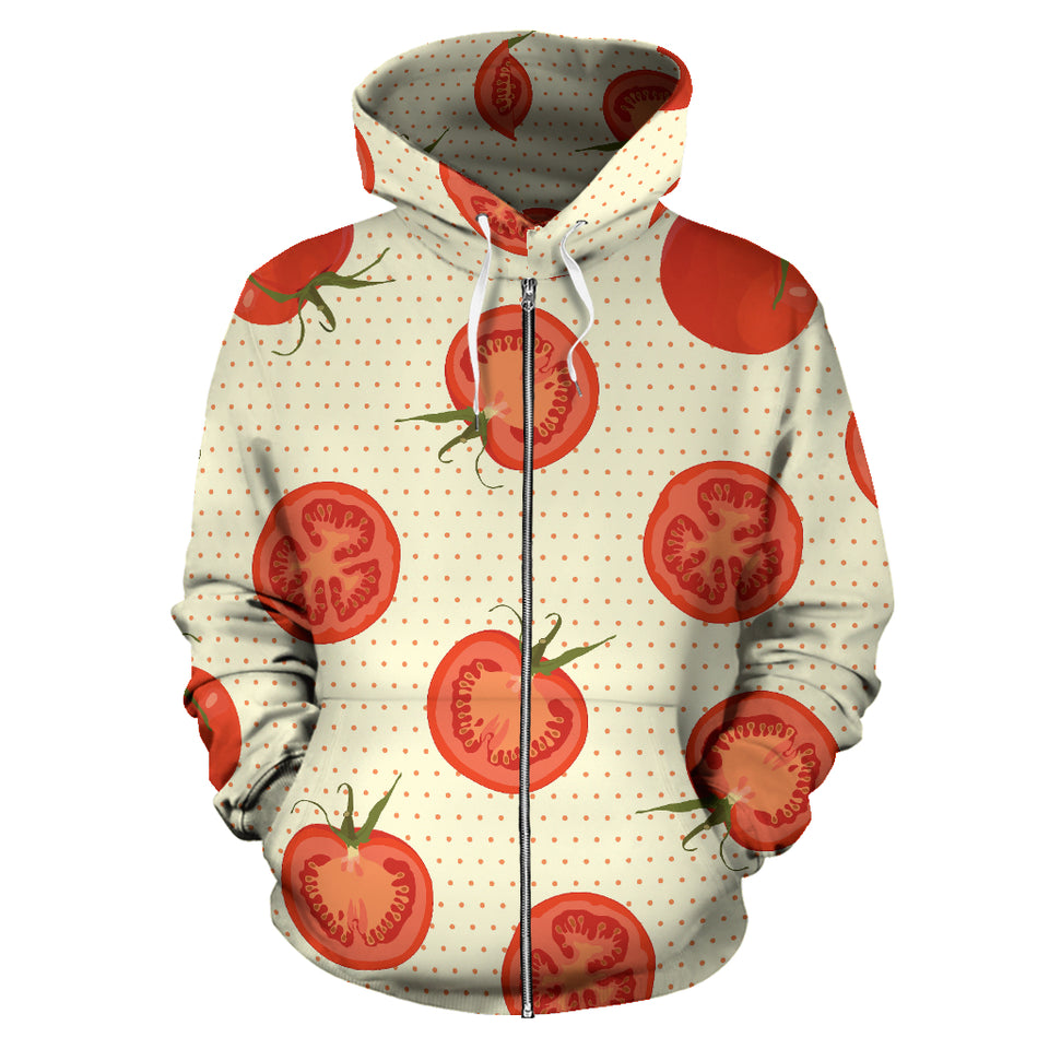 Tomato Dot Background Zip Up Hoodie