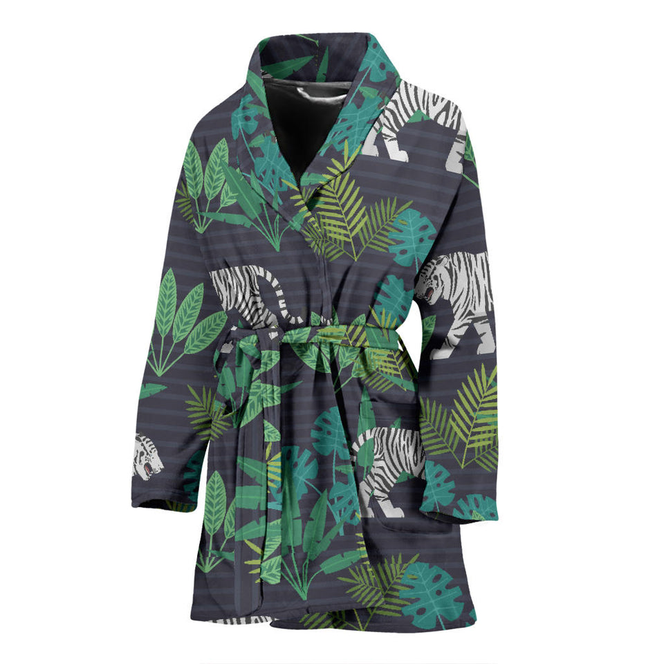 White Bengal Tigers Tropical Plant Women'S Bathrobe