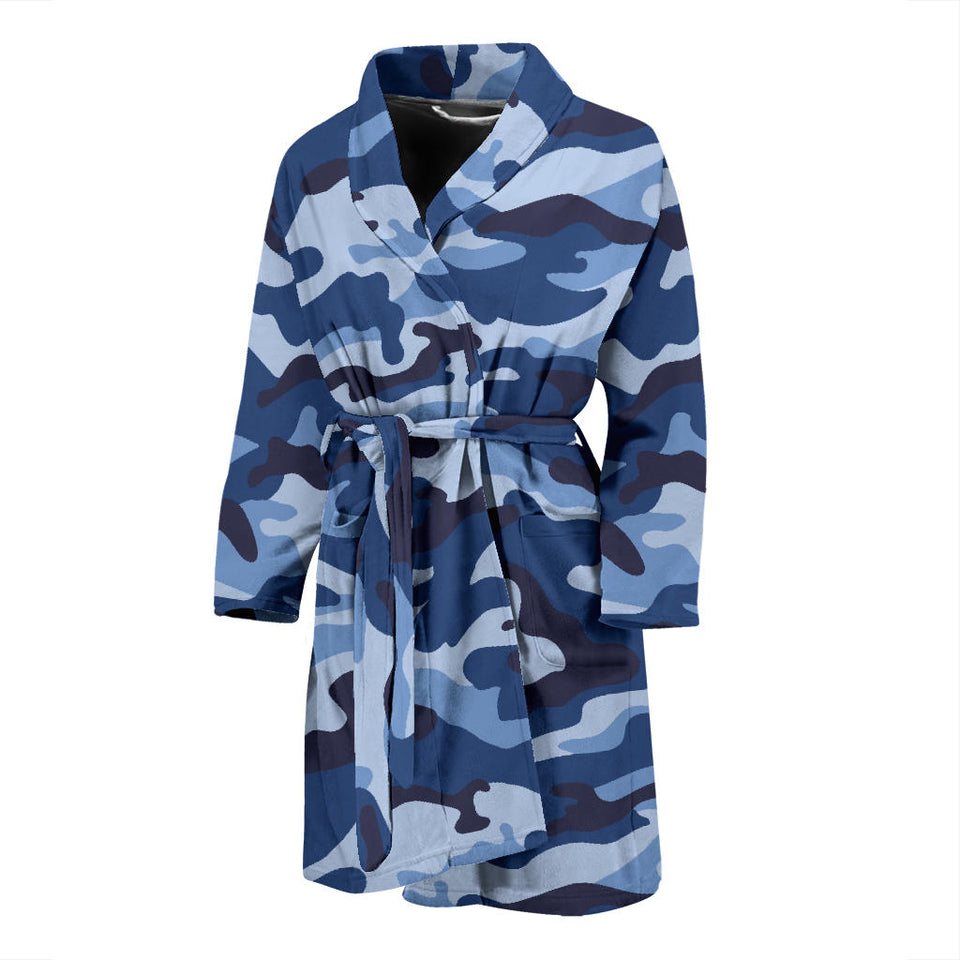Blue Camo Camouflage Pattern Men'S Bathrobe