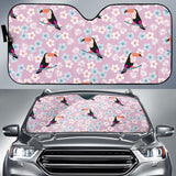 Beautiful Toucan Flower Leaves Car Sun Shade