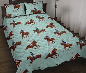 Horses running horses rider pattern Quilt Bed Set