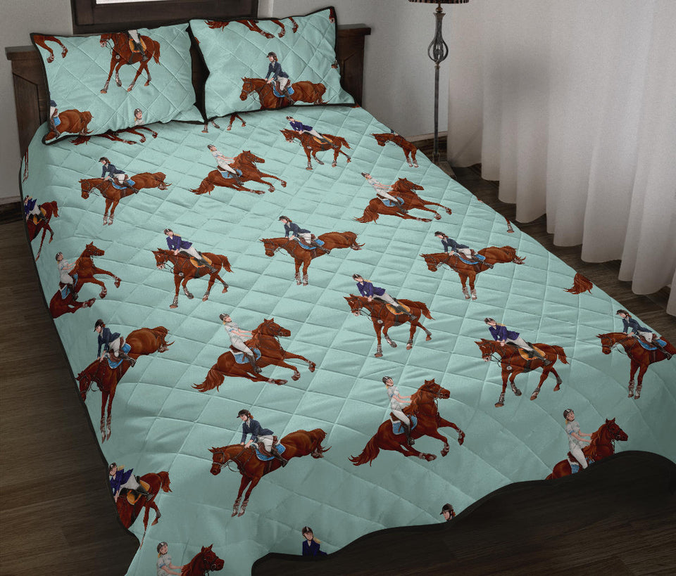 Horses running horses rider pattern Quilt Bed Set