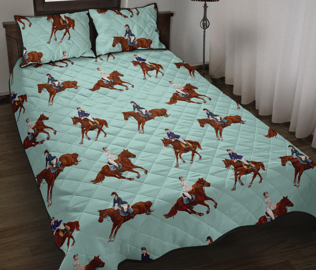 Horses running horses rider pattern Quilt Bed Set