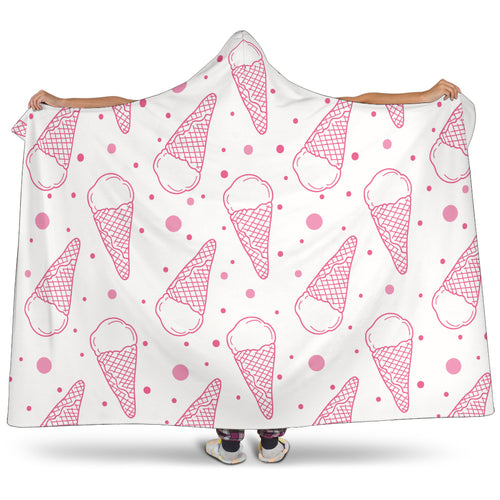 Hand Drawn Ice Cream Pattern Hooded Blanket