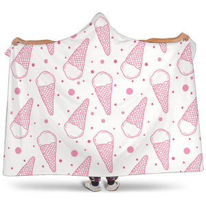 Hand Drawn Ice Cream Pattern Hooded Blanket