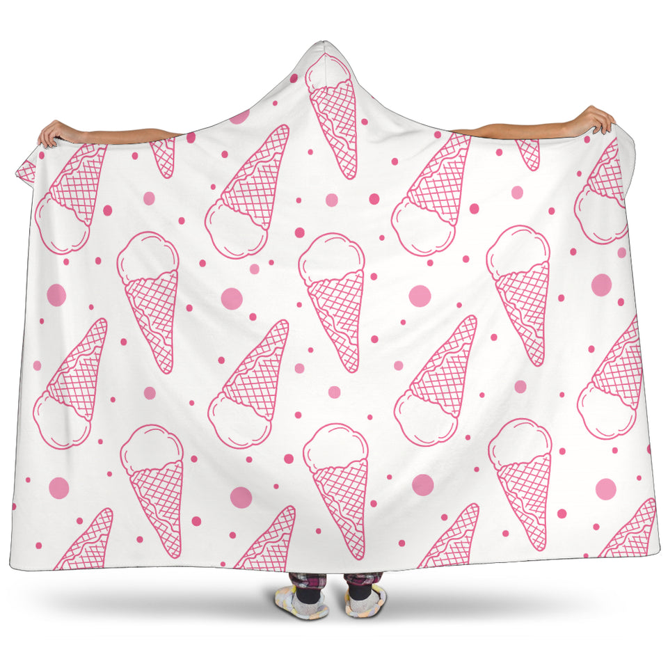 Hand Drawn Ice Cream Pattern Hooded Blanket