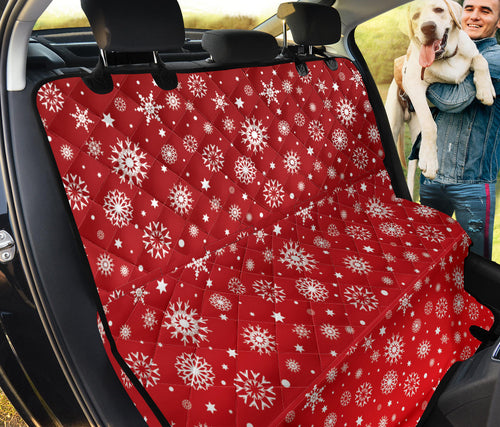 Snowflake Pattern Red Background Dog Car Seat Covers