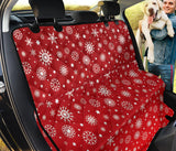 Snowflake Pattern Red Background Dog Car Seat Covers