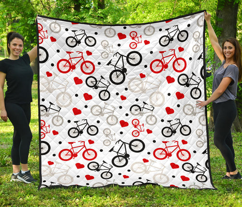 Bicycle Pattern Print Design 04 Premium Quilt